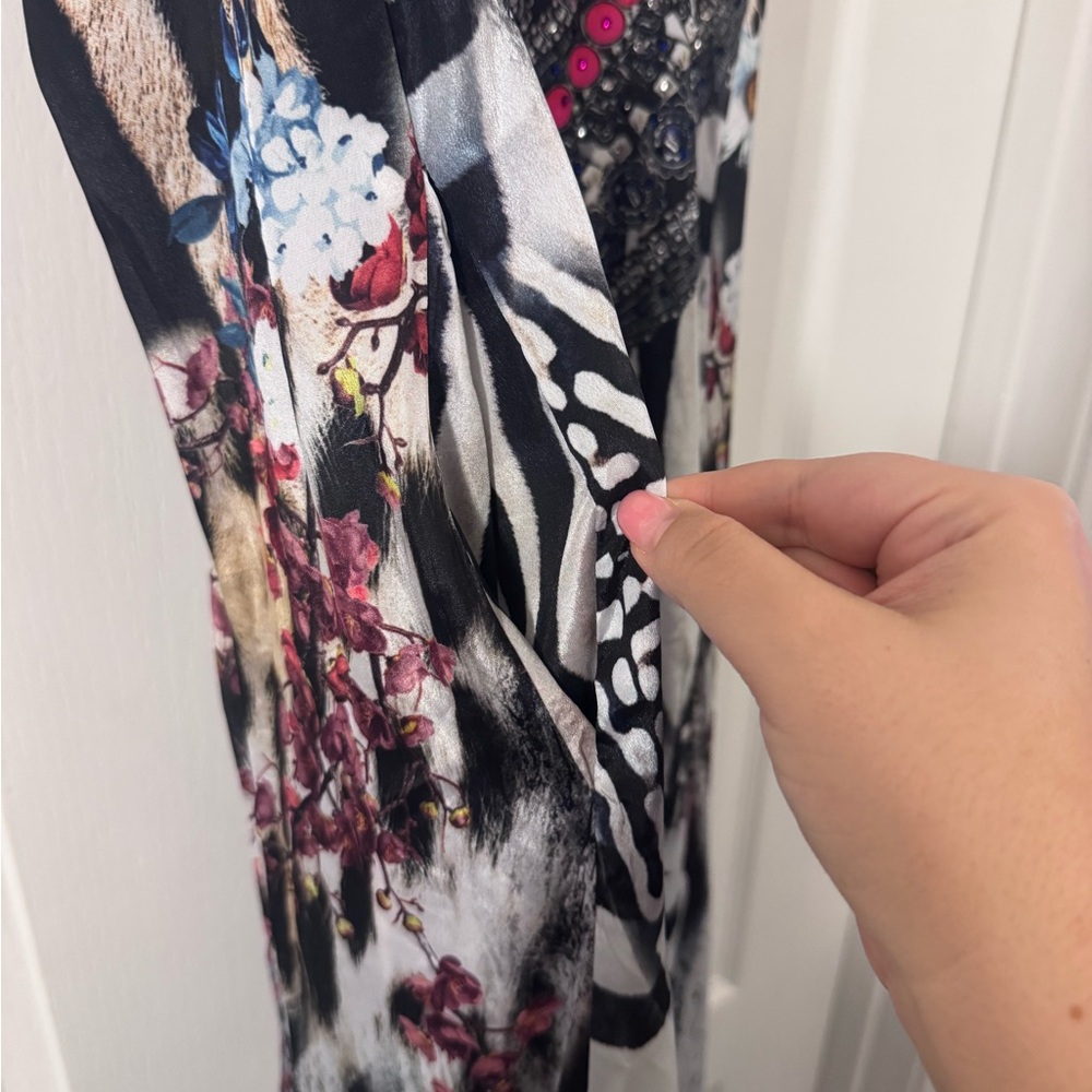 Sakkas Black & White Maxi Dress with Pink Accents - Picture 5 of 8